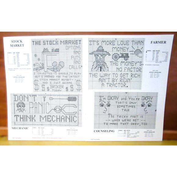 Three Needles Cross Stitch Patterns The Working Class 24 Designs Careers 1982 - Picture 2 of 4
